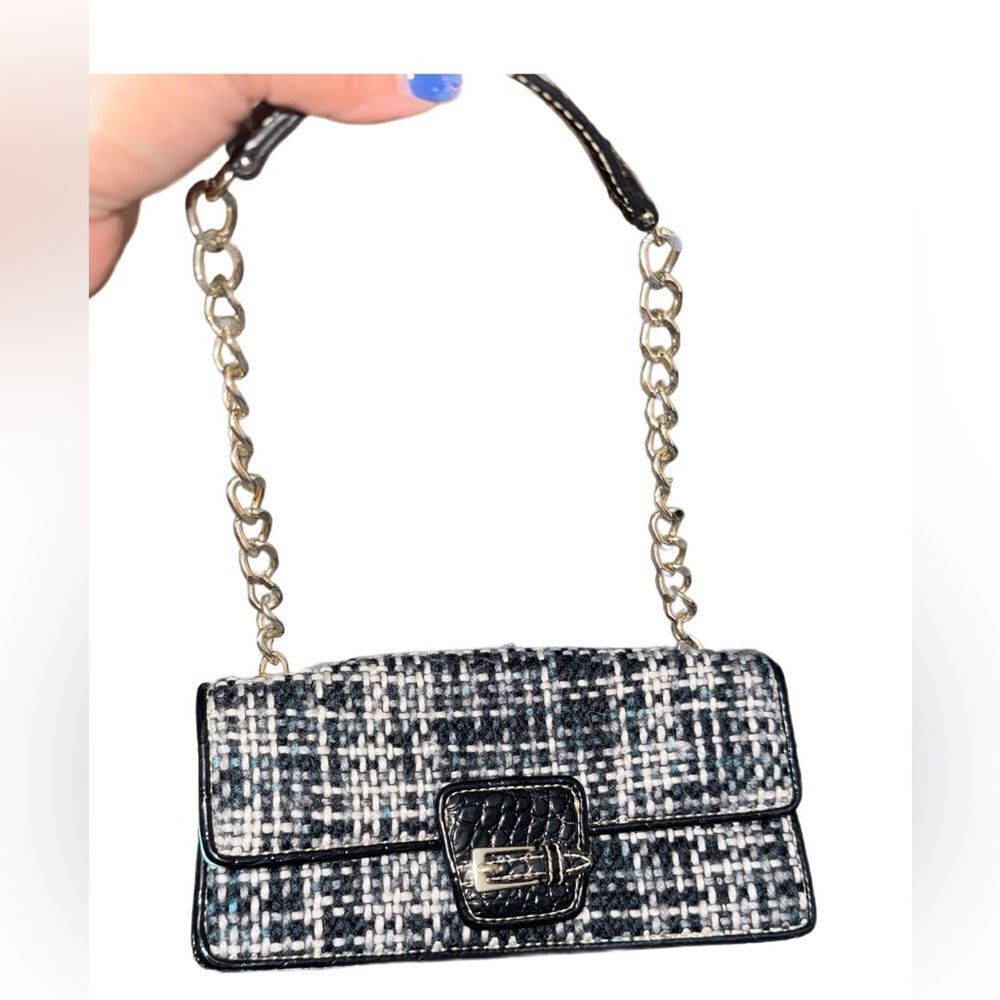 Liz Claiborne Black and White Tweed Shoulder Bag